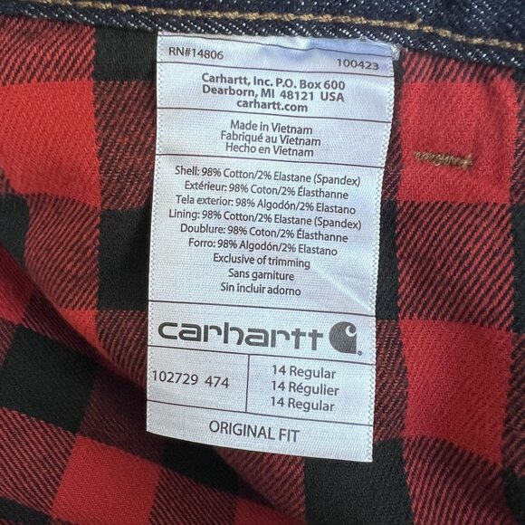 Carhartt NWT Womens14 Straight Leg Blaine Flannel Lined Jean Rugged Flex Capsule - Picture 11 of 16
